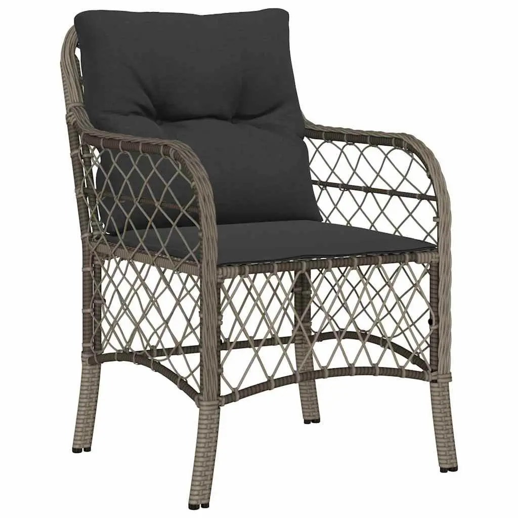 Garden Dining Set 5 Pieces Poly Rattan Outdoor Furniture Grey Powder-Coated Steel Table and Chairs