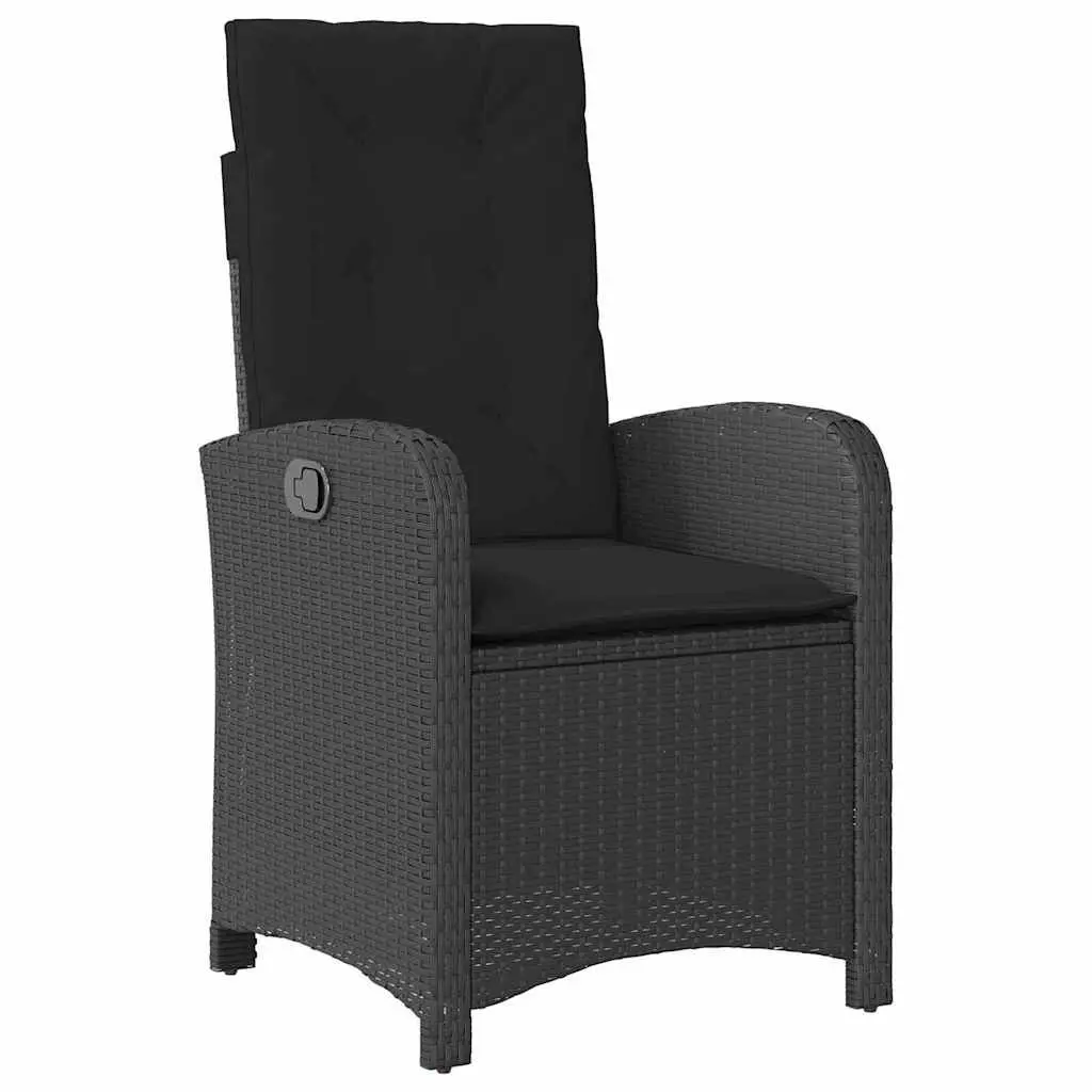 Outdoor Dining Set Poly Rattan 5 Pieces Black with Cushions Glass Table
