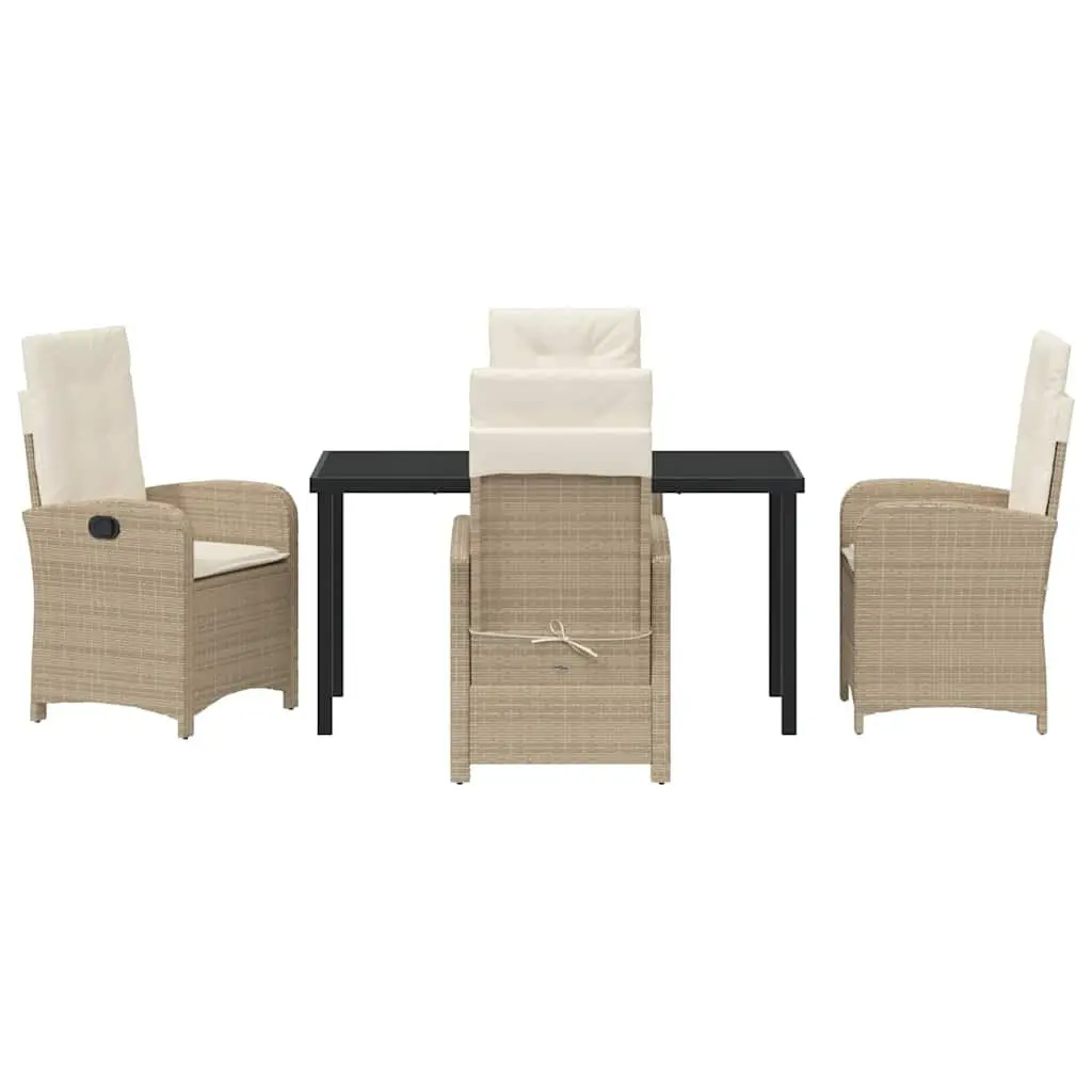 Garden Dining Set Poly Rattan 5 Pieces Outdoor Furniture Beige with Cushions