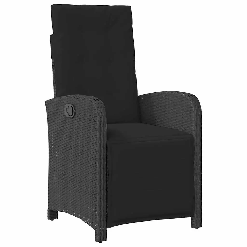 Outdoor Garden Dining Set Poly Rattan 3 Piece Black with Tempered Glass Top