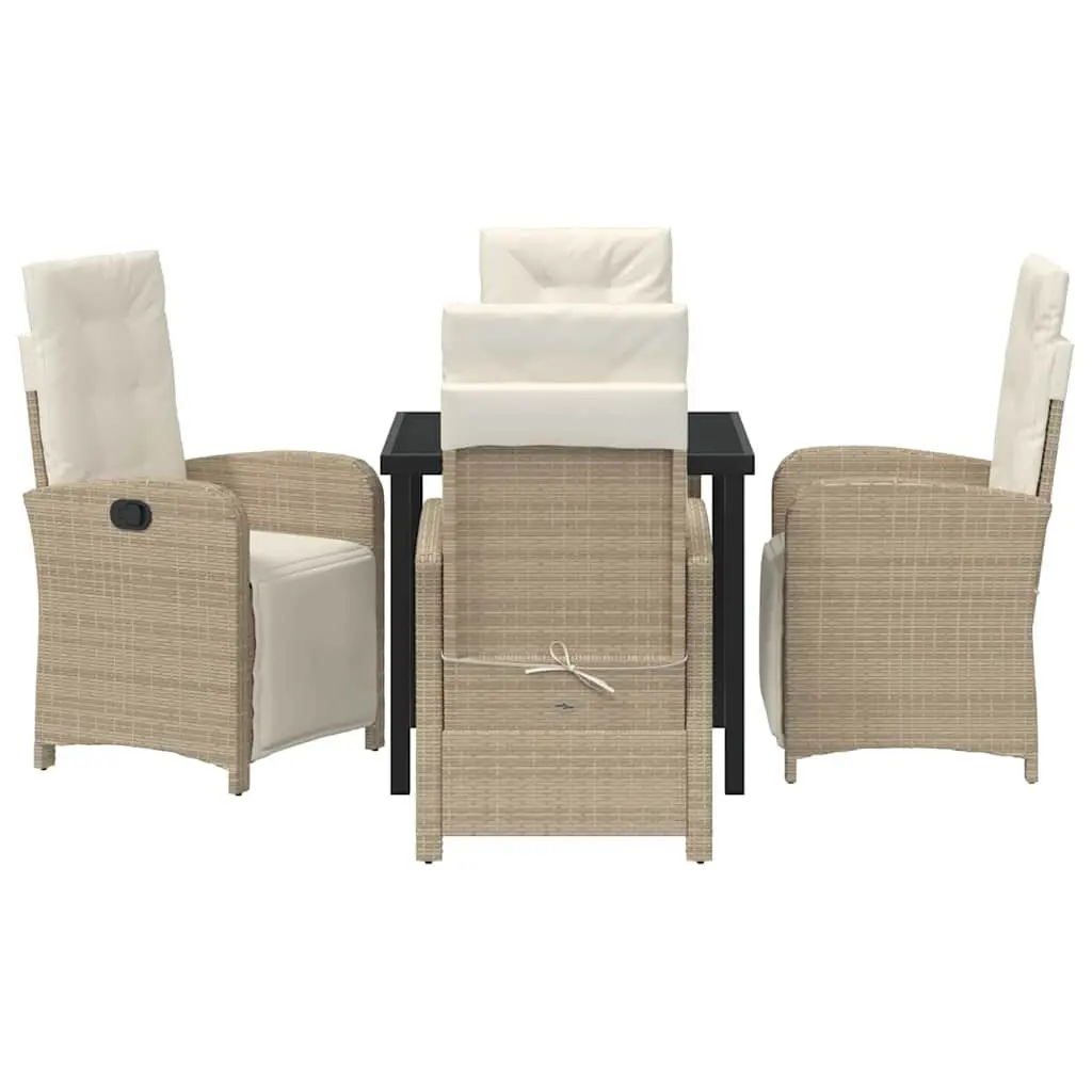 Garden Dining Set Poly Rattan Frame 5 Piece Outdoor Furniture Table Chairs Beige