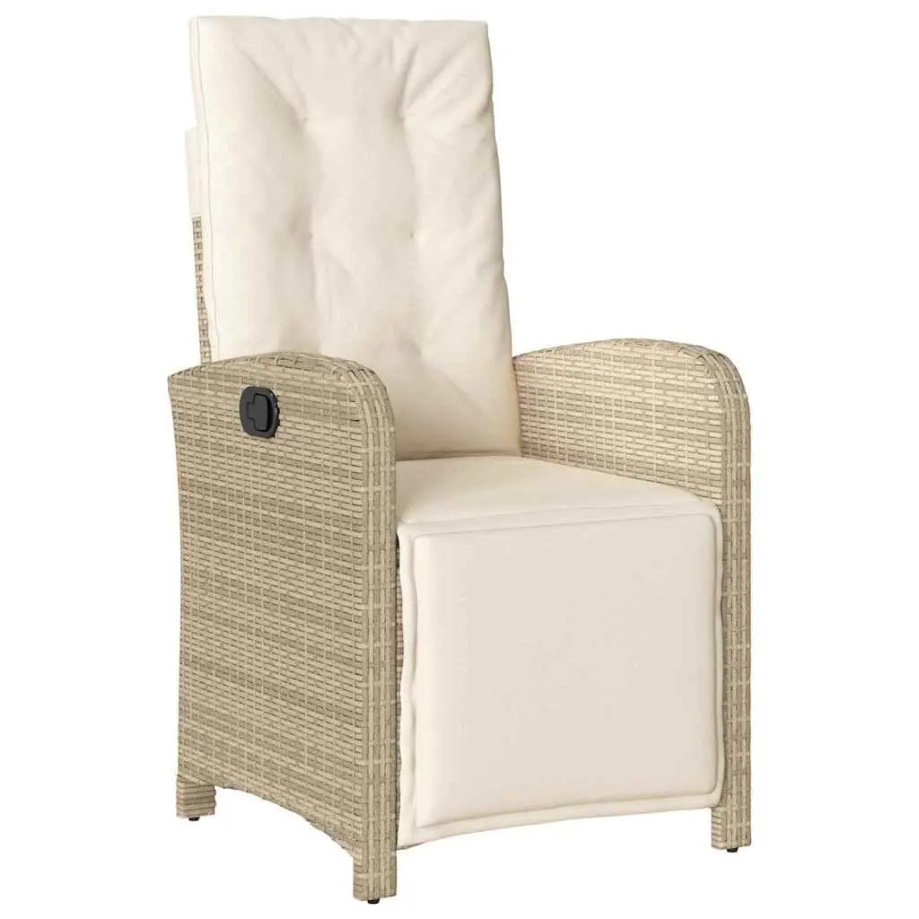 Outdoor Dining Set Poly Rattan Glass Top 5 Piece Beige Cushions