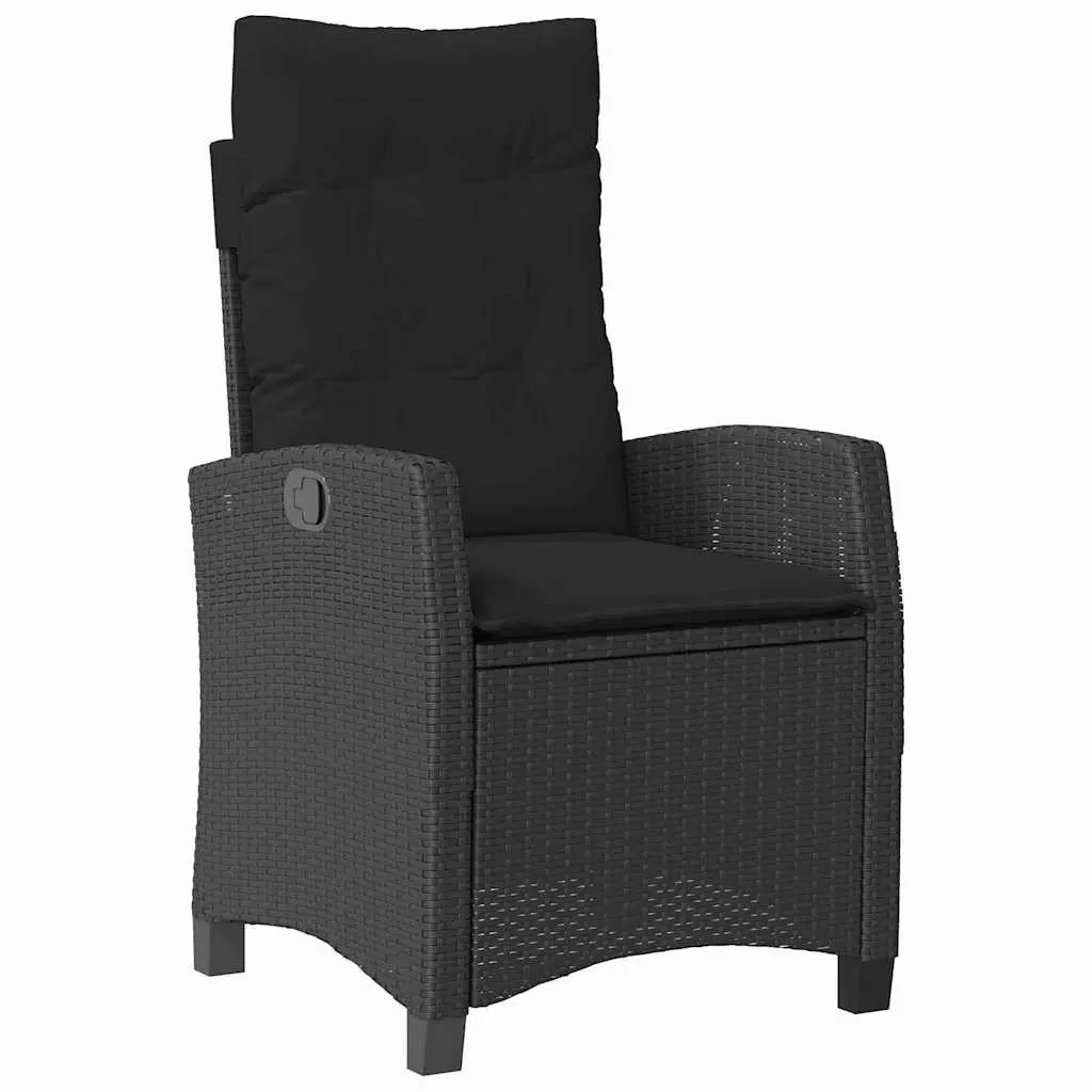 Outdoor Garden Dining Set 3 Piece Black Poly Rattan Patio Furniture with