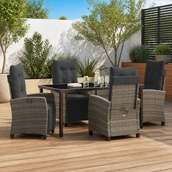 Functional 5-Piece Grey Dining Set for Outdoor Use
