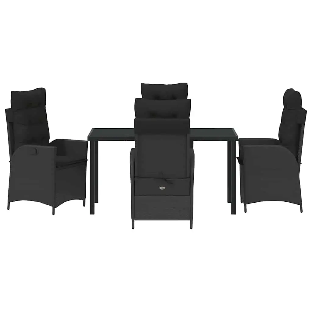 5 Piece Outdoor Garden Dining Set Poly Rattan Steel Frame Black