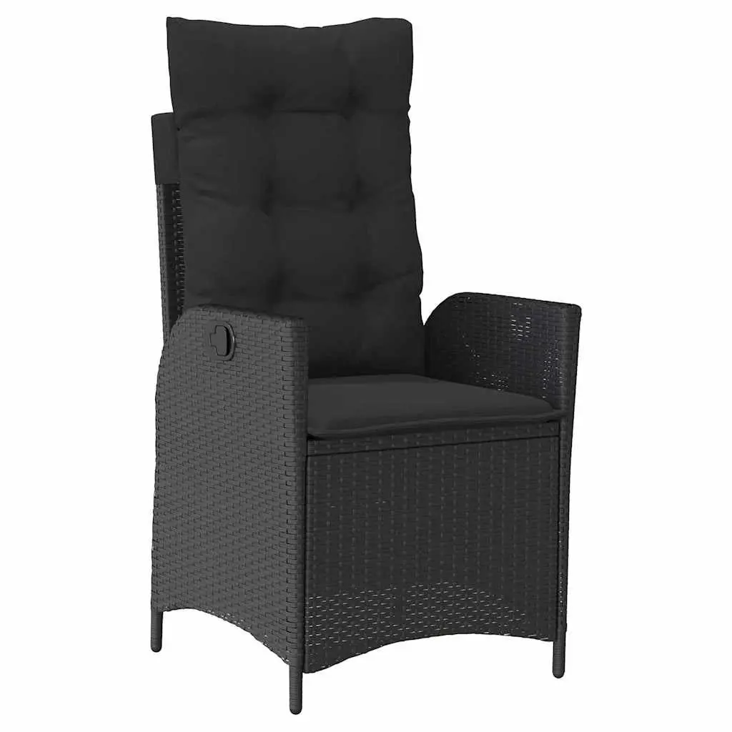 Outdoor Dining Set 5 Piece Black Poly Rattan Glass Table Patio Furniture Chairs