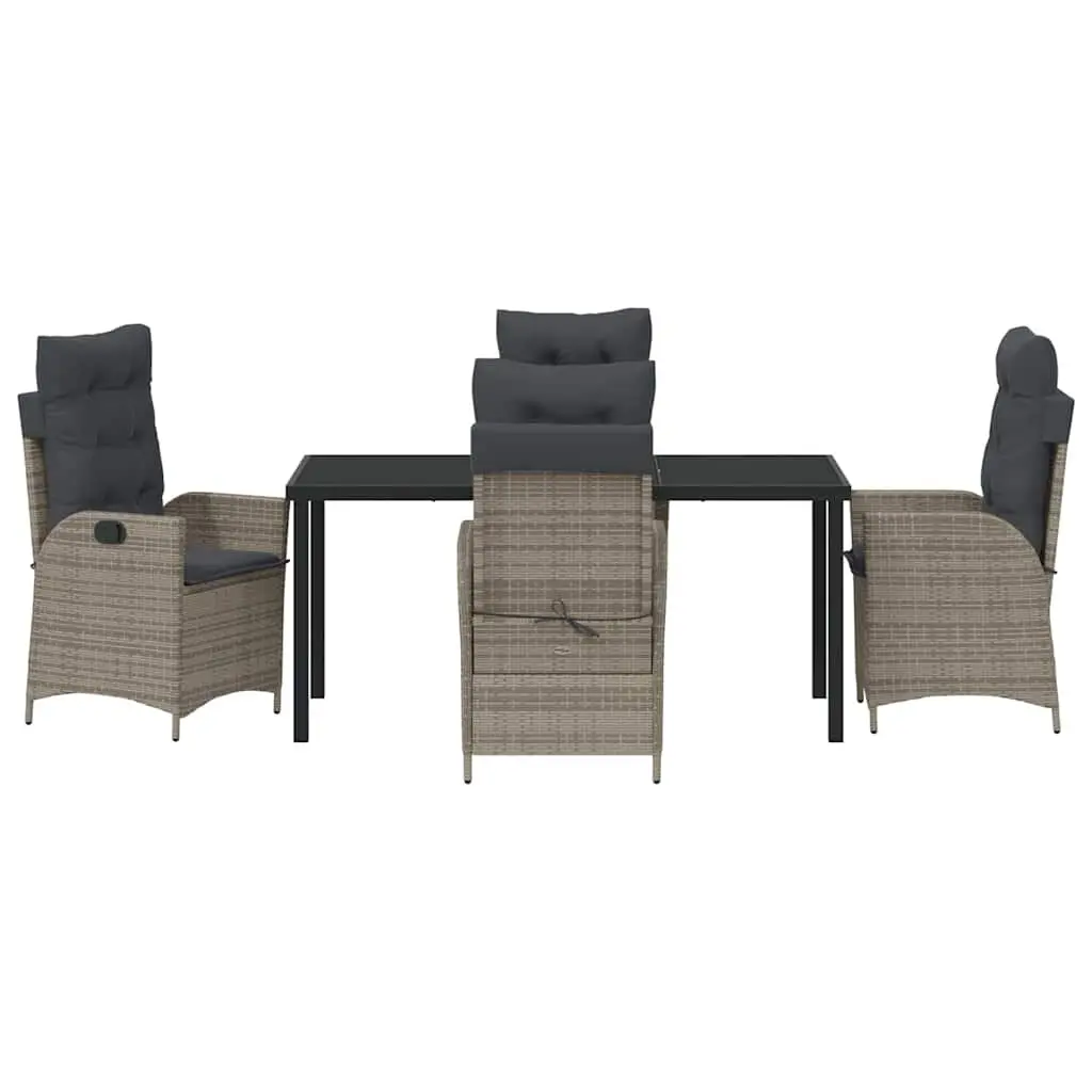 Garden Dining Set Poly Rattan Steel 5 Piece Outdoor Furniture Grey
