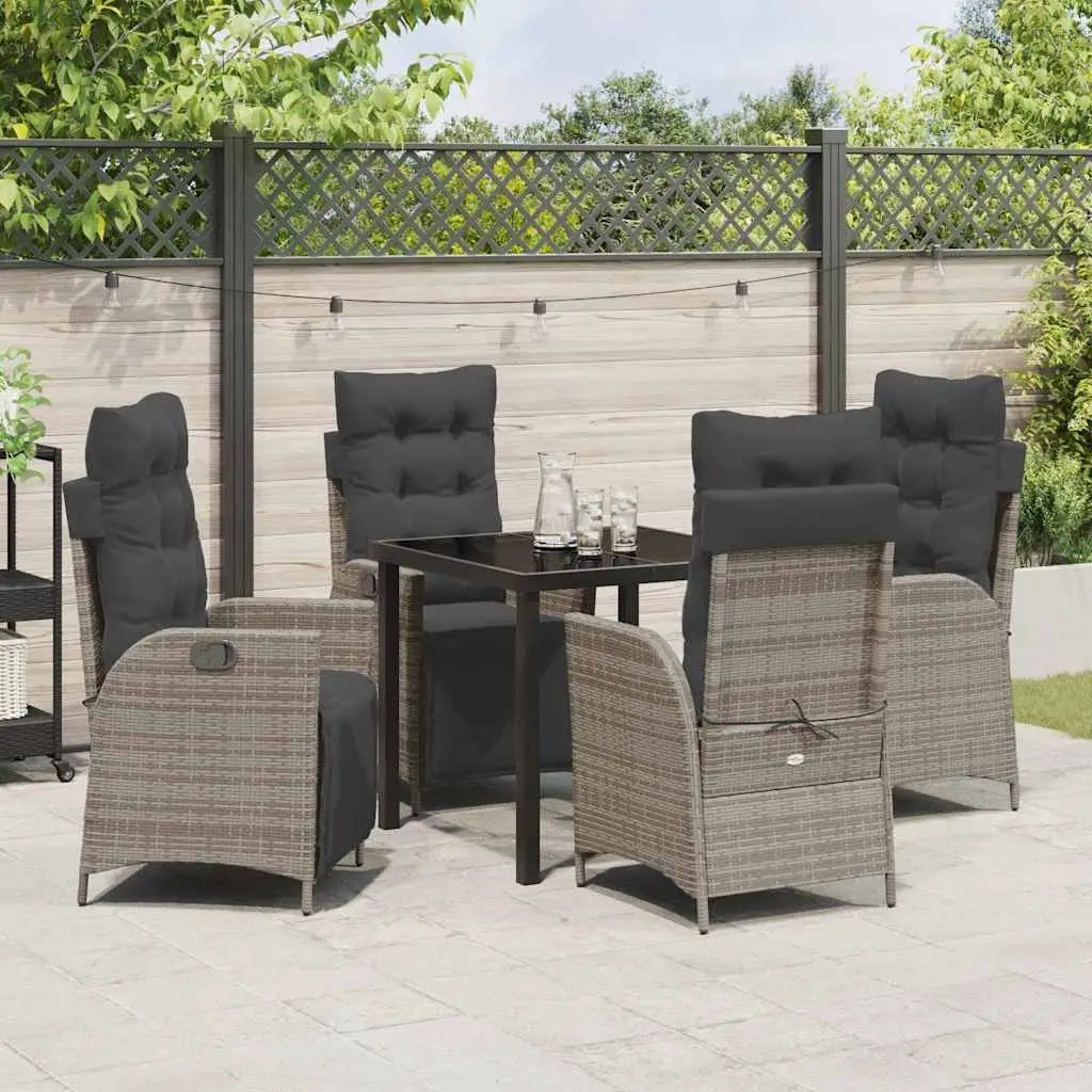 Garden Dining Set 5-Piece Outdoor Furniture Poly Rattan Patio Table Chairs