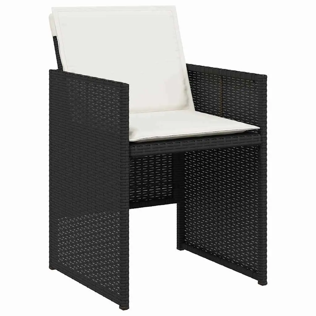 Outdoor Dining Set 5 Pieces Metal Frame Poly Rattan Black Tempered Glass