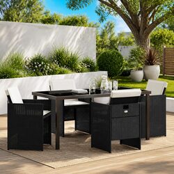 Versatile 5-Piece Black Dining Set for Your Garden