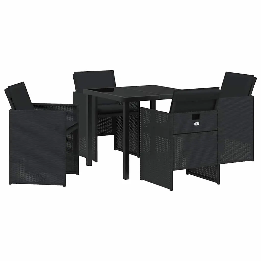 Garden Dining Set Metal Frame Poly Rattan 5 Piece Black