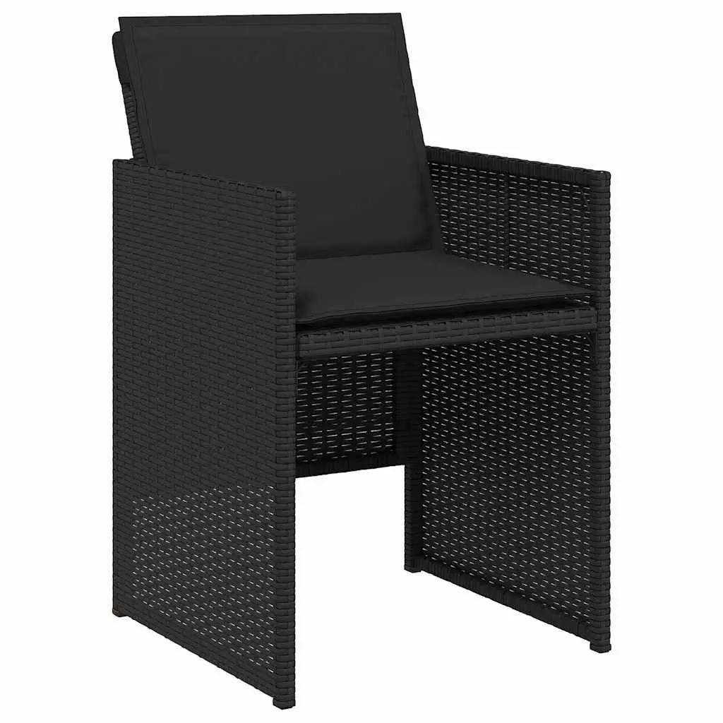 Outdoor Dining Set 5 Piece Steel Frame Poly Rattan Black Tempered Glass