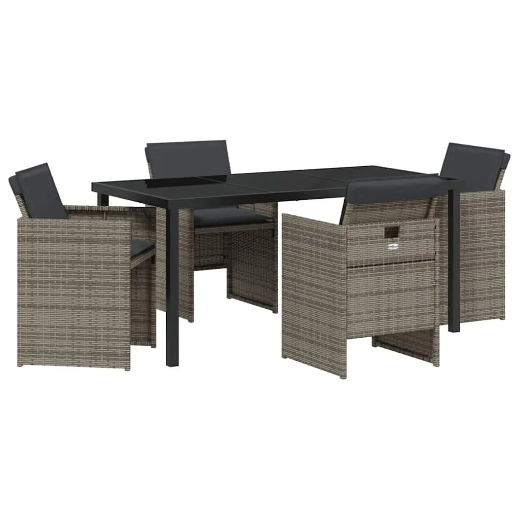 Outdoor Dining Set 5 Pieces Modern Steel Frame Poly Rattan Gray Garden Furniture