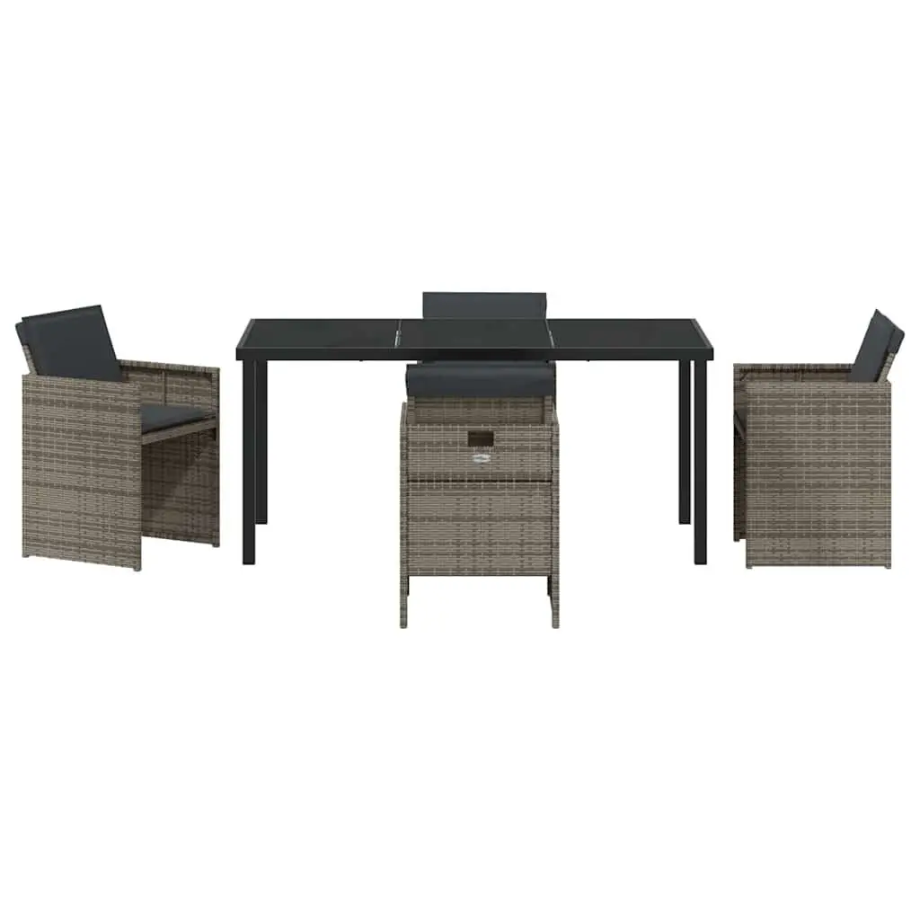 Outdoor Dining Set 5 Pieces Modern Steel Frame Poly Rattan Gray Garden Furniture