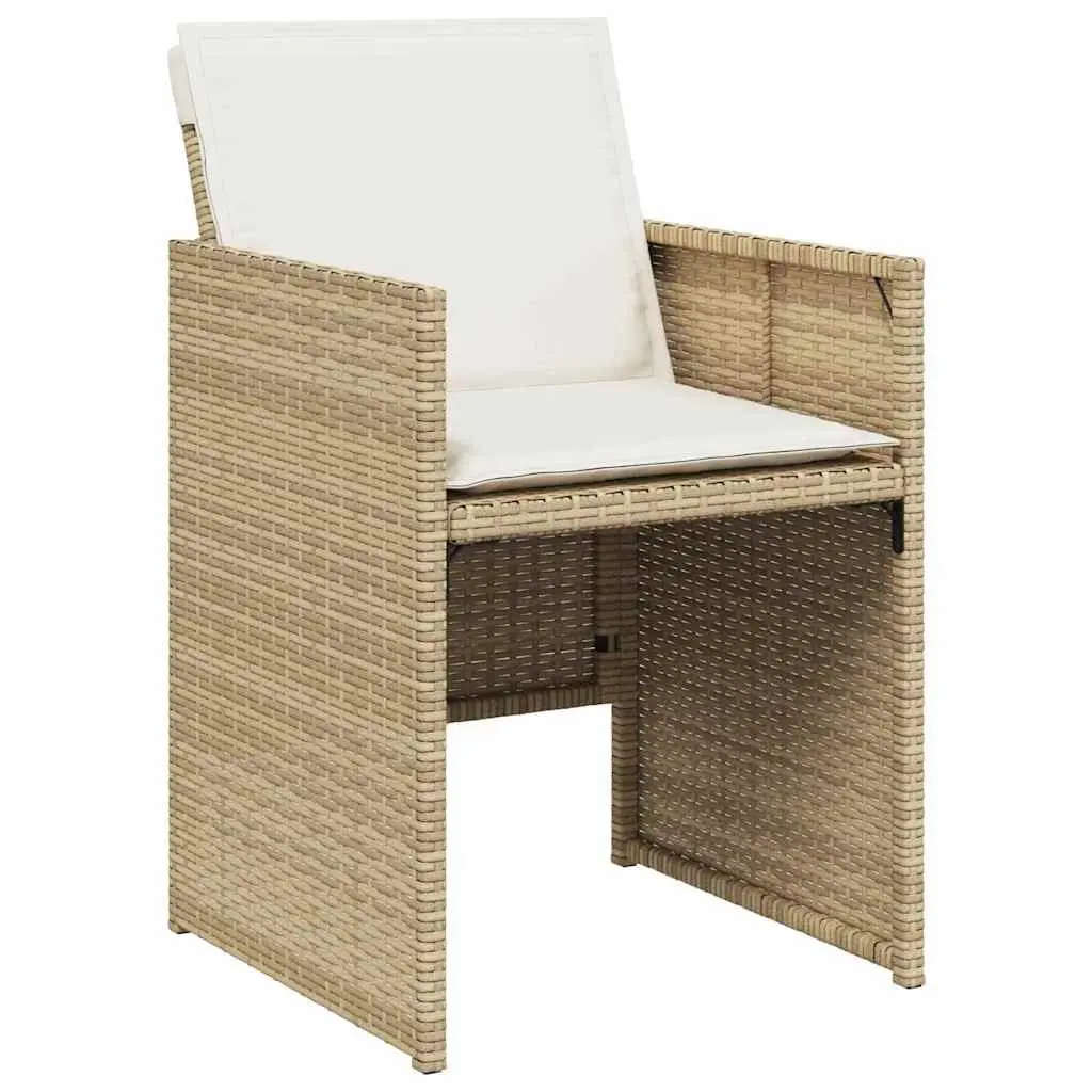 Outdoor Dining Set 5 Piece Beige Poly Rattan Table Chairs Powder Coated Steel Construction
