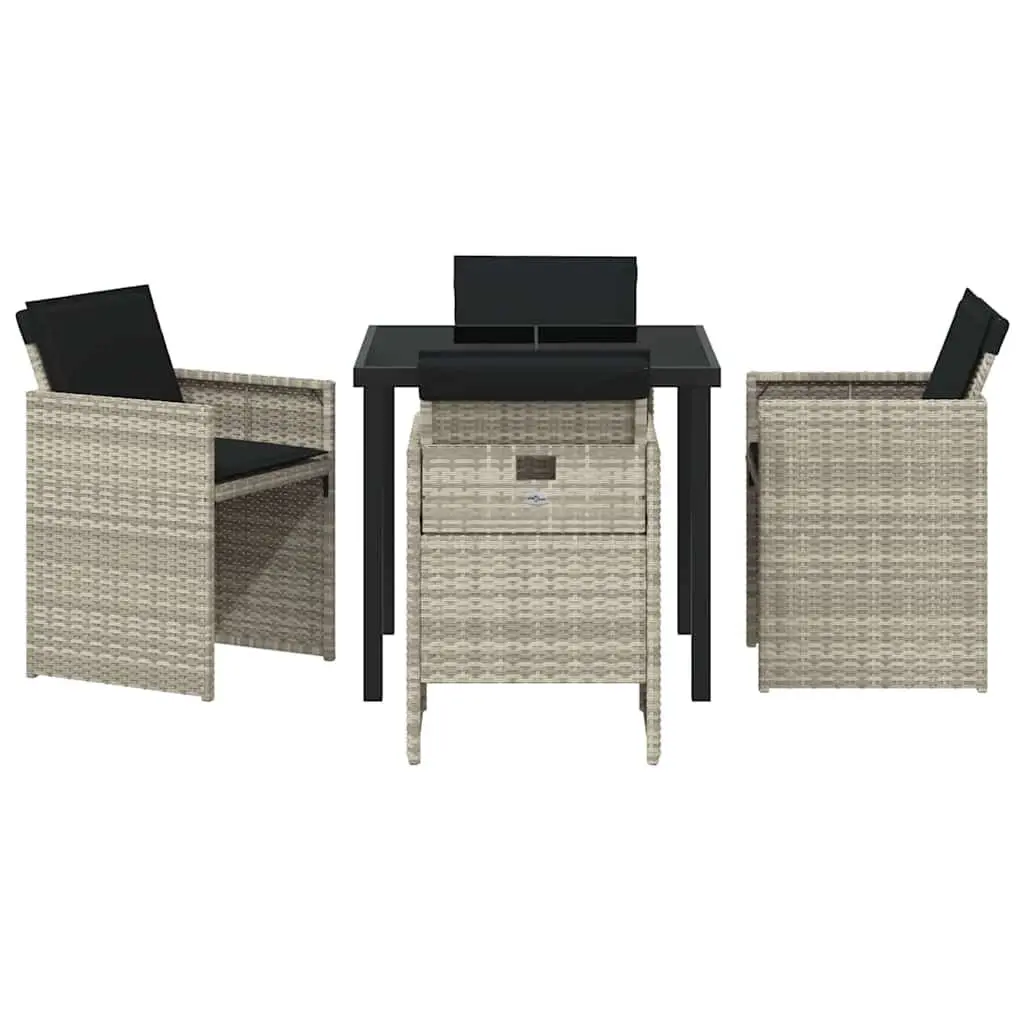 Garden Dining Set 5 Pieces Powder-coated Steel Poly Rattan Light Grey Outdoor Furniture Table Chairs