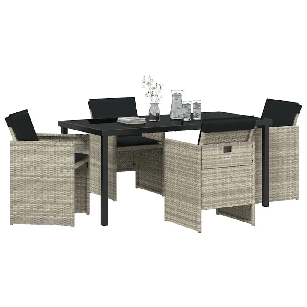 Outdoor Furniture Set Light Grey Poly Rattan Steel 5 Piece Dining Table and Chairs