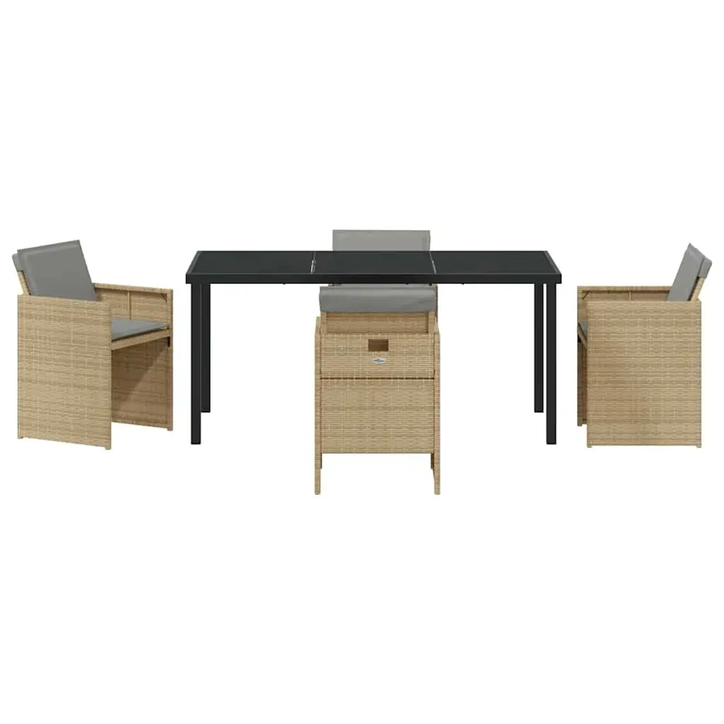 Garden Dining Set 5 Pieces Beige Outdoor Furniture Table Chairs Patio Seating