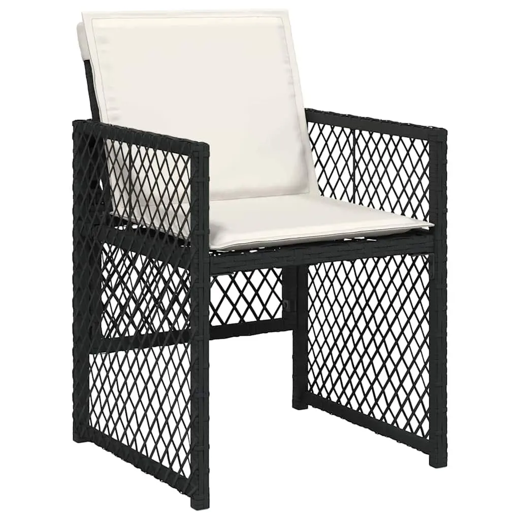 Garden Dining Set 5 Pieces Black Outdoor Furniture Poly Rattan Seats Glass Top