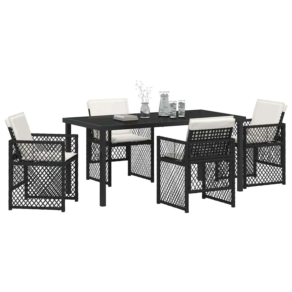 Garden Dining Set Poly Rattan 5 Piece Outdoor Furniture Black