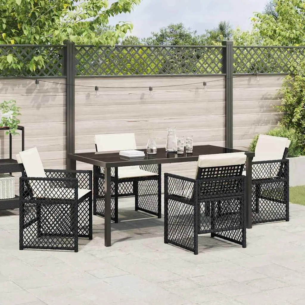 Garden Dining Set Poly Rattan 5 Piece Outdoor Furniture Black
