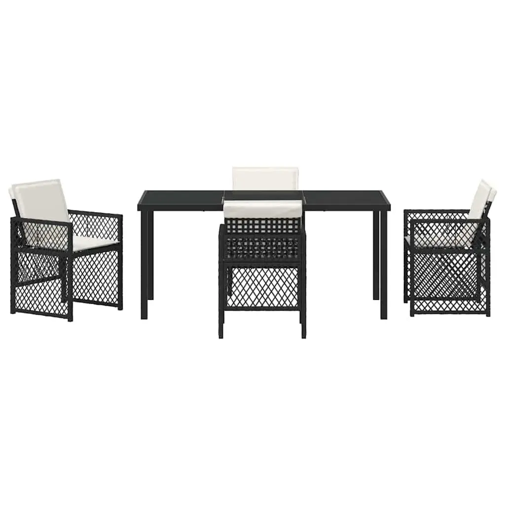 Garden Dining Set Poly Rattan 5 Piece Outdoor Furniture Black