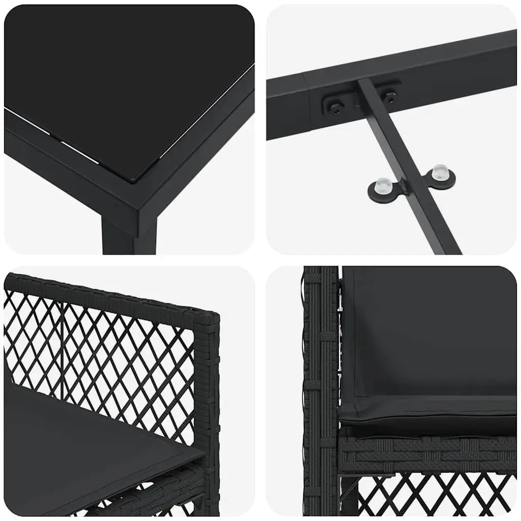 Outdoor Dining Set Poly Rattan 5 Piece Black Steel Frame Garden Furniture Table Chairs