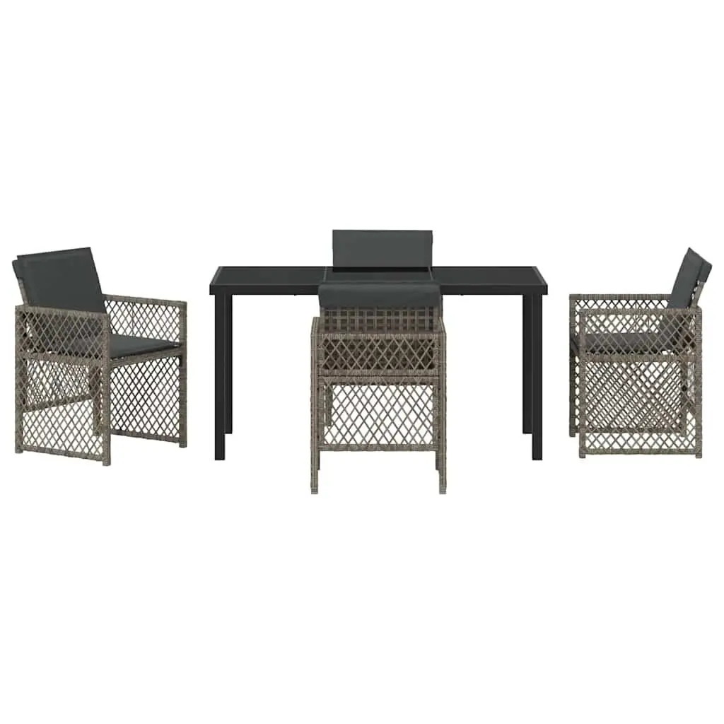 Garden Dining Set Poly Rattan 5 Pieces Grey Outdoor Furniture Patio Table Chairs