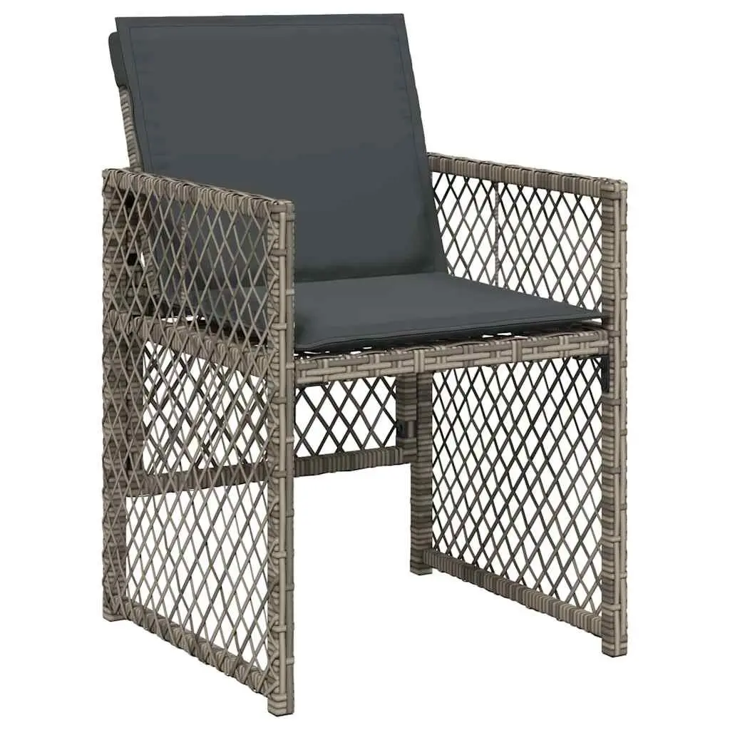 Outdoor Dining Set Grey Tempered Glass Table Steel Frame Poly Rattan Seating 5 Piece