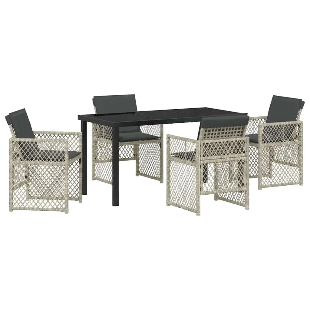 Garden Dining Set Powder-coated Steel 5 Piece Light Grey Outdoor Furniture
