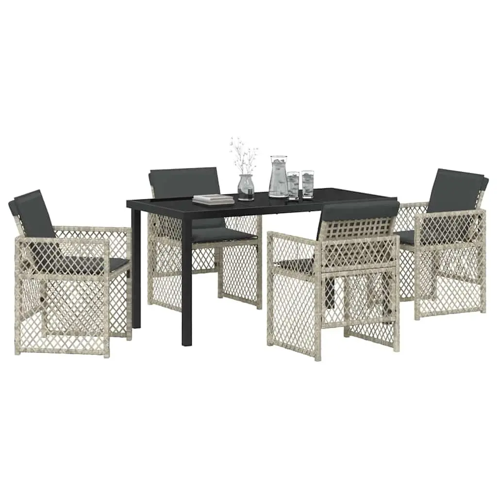 Garden Dining Set Powder-coated Steel 5 Piece Light Grey Outdoor Furniture