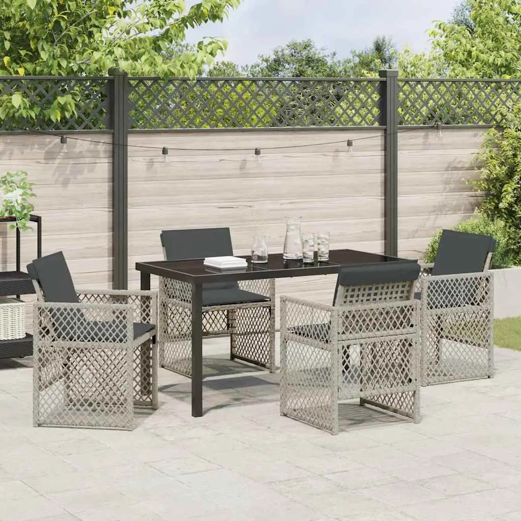 Garden Dining Set Powder-coated Steel 5 Piece Light Grey Outdoor Furniture