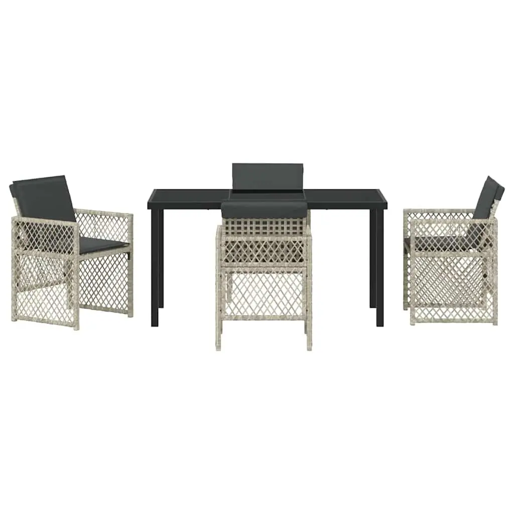 Garden Dining Set Powder-coated Steel 5 Piece Light Grey Outdoor Furniture