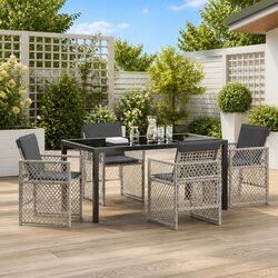 Functional 5-Piece Light Grey Garden Dining Set for Relaxation