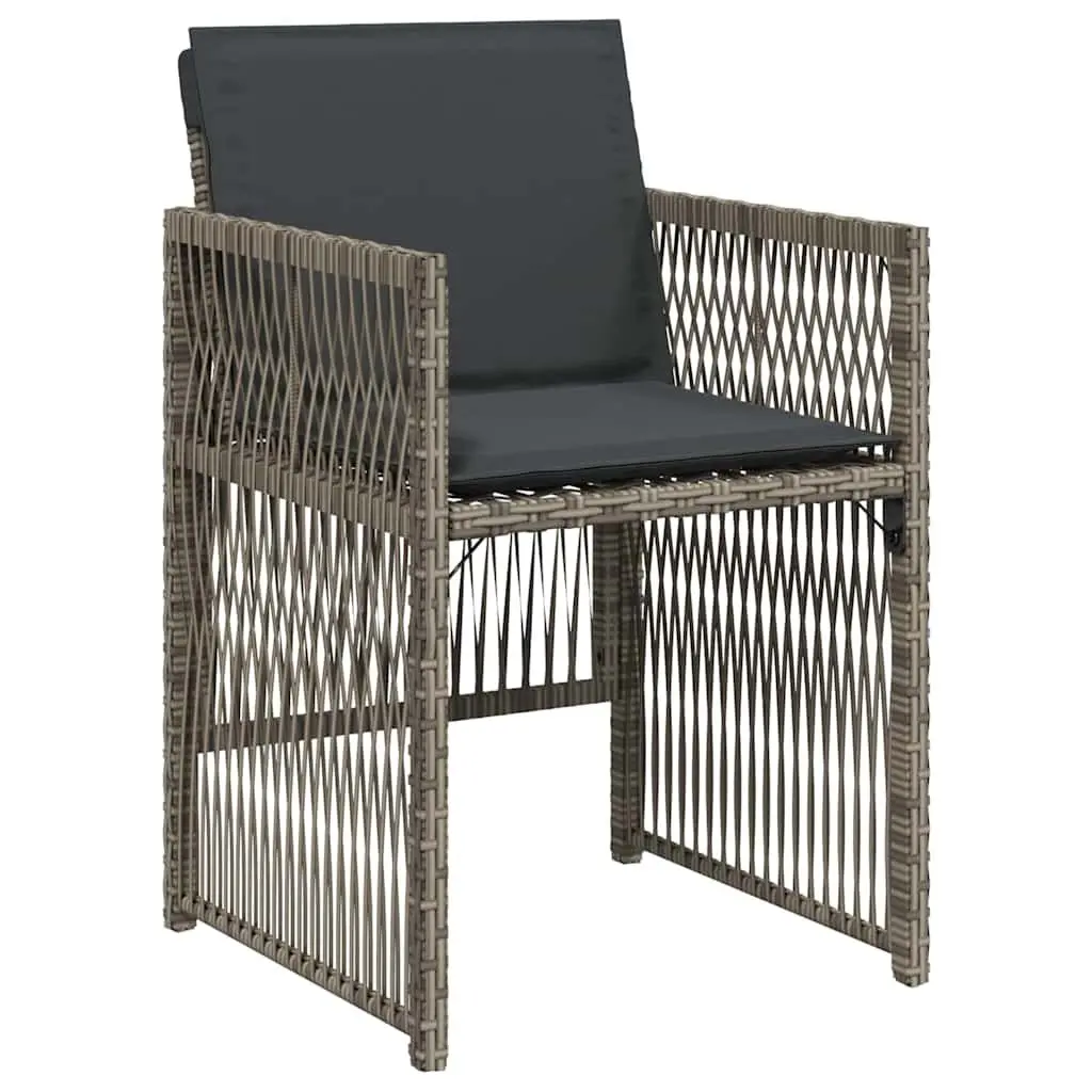 Garden Dining Set Steel Frame 5 Piece Grey Outdoor Furniture with Armrests and Cushions