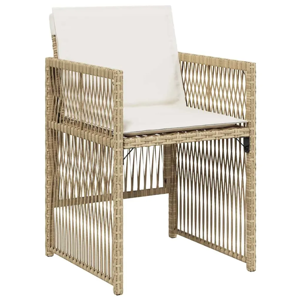 Garden Dining Set Steel Frame 5 Pieces Rattan Armrests Brown