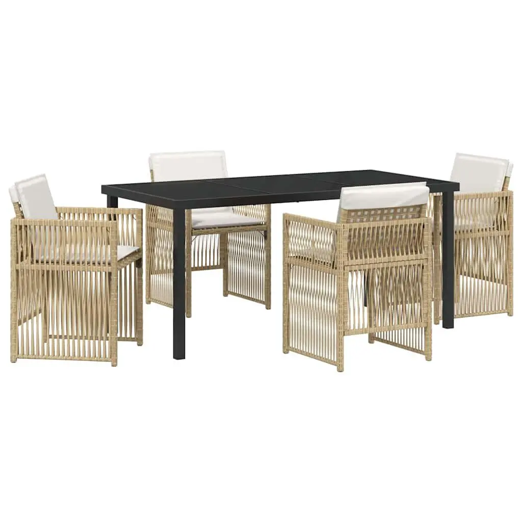 Outdoor Garden Dining Set 5 Pieces Steel Frame with Cushions Terrace Furniture