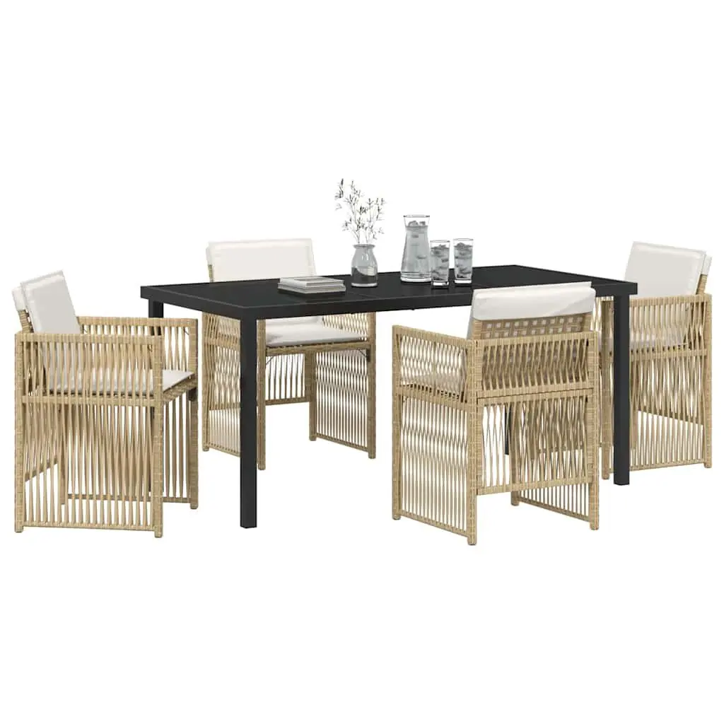 Outdoor Garden Dining Set 5 Pieces Steel Frame with Cushions Terrace Furniture