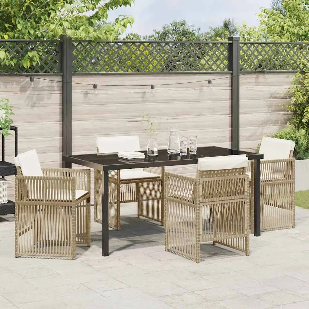 Outdoor Garden Dining Set 5 Pieces Steel Frame with Cushions Terrace Furniture