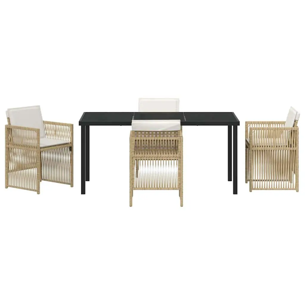 Outdoor Garden Dining Set 5 Pieces Steel Frame with Cushions Terrace Furniture