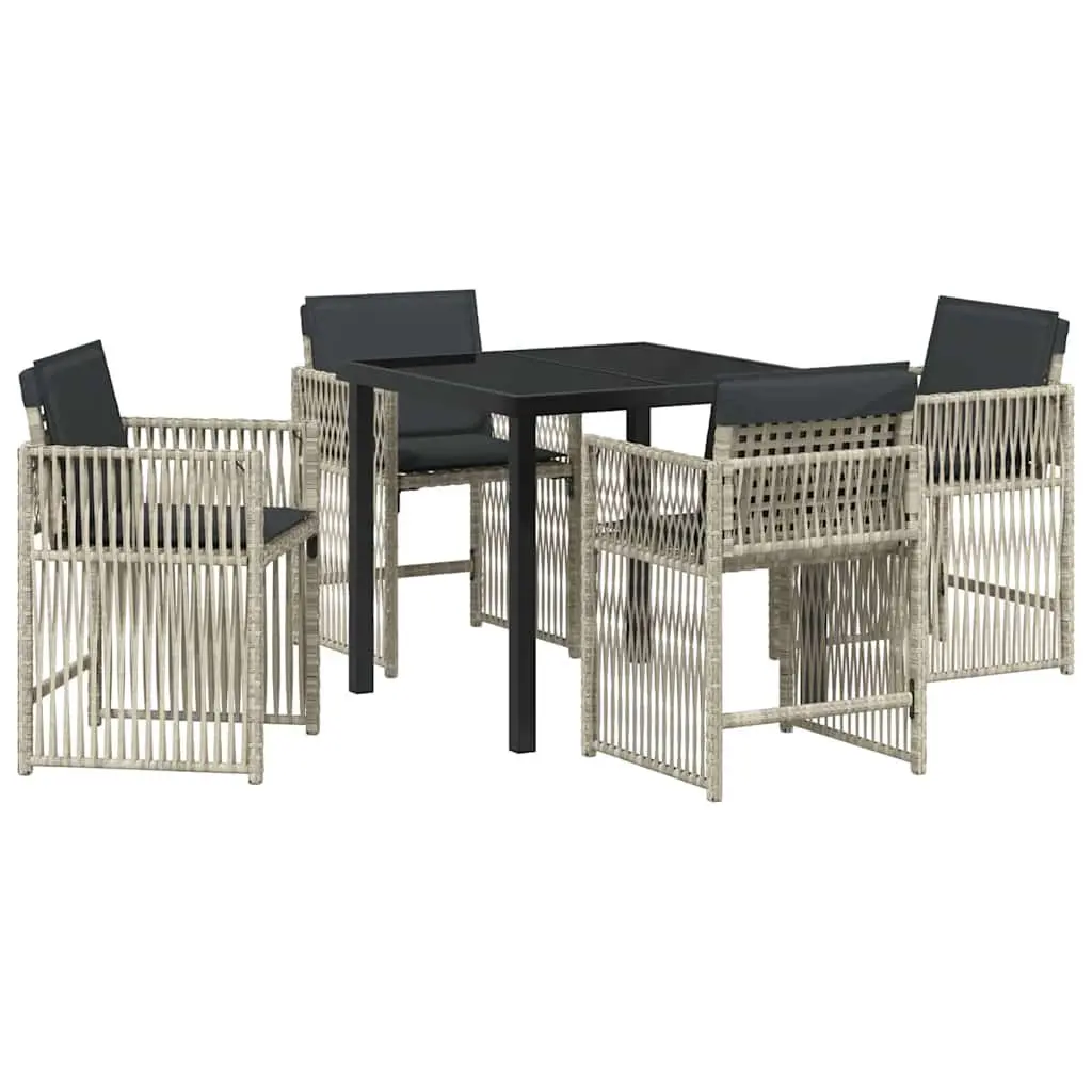 5 Piece Outdoor Dining Set Steel Light Grey Modern Furniture with Cushions