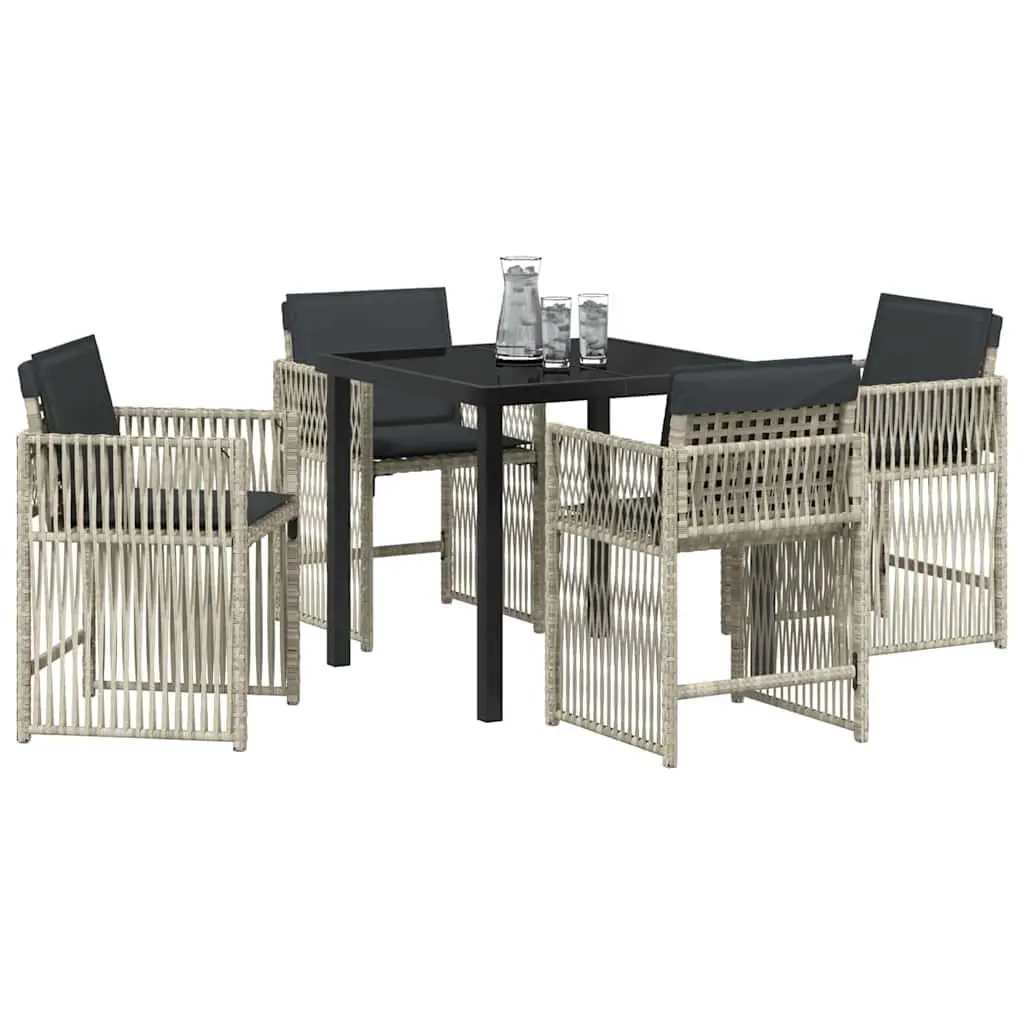 5 Piece Outdoor Dining Set Steel Light Grey Modern Furniture with Cushions