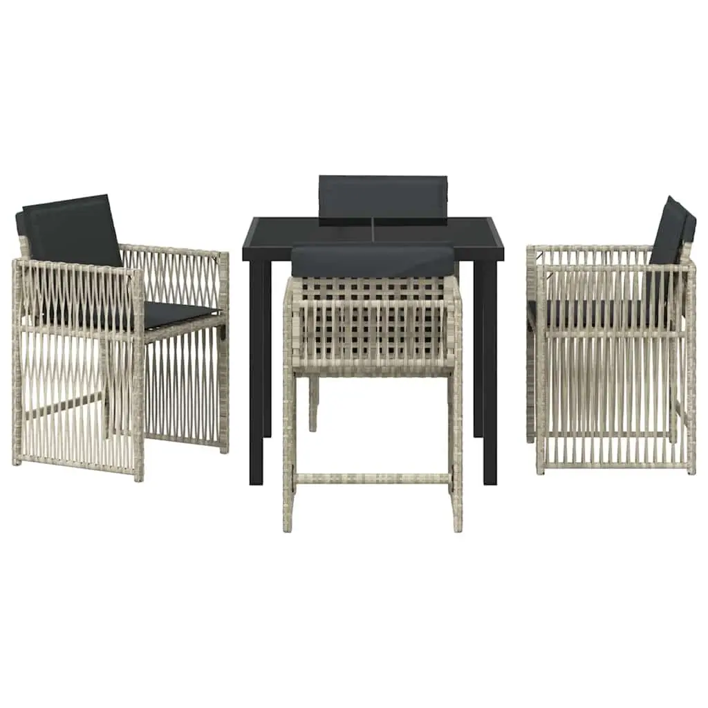 5 Piece Outdoor Dining Set Steel Light Grey Modern Furniture with Cushions