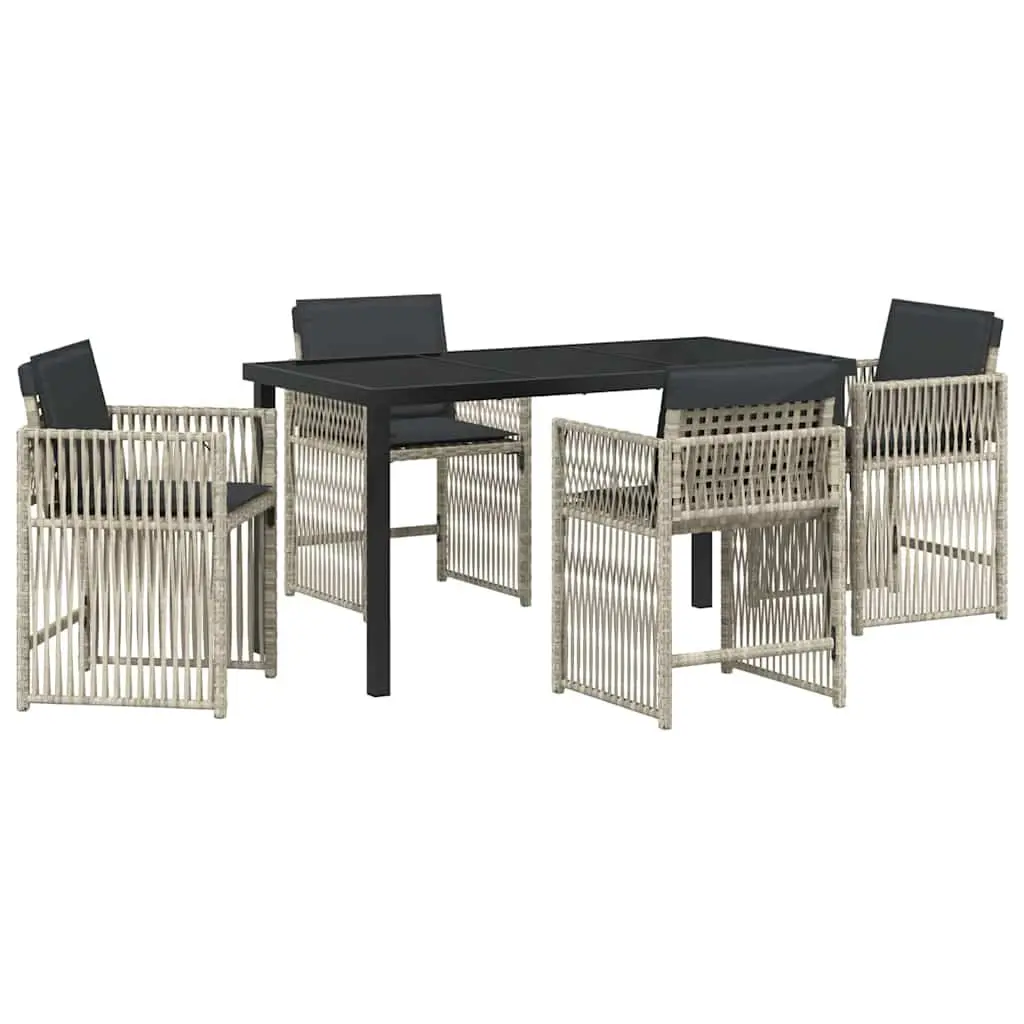 Garden Dining Set Steel Frame 5 Piece Light Grey Outdoor Furniture Patio Seating