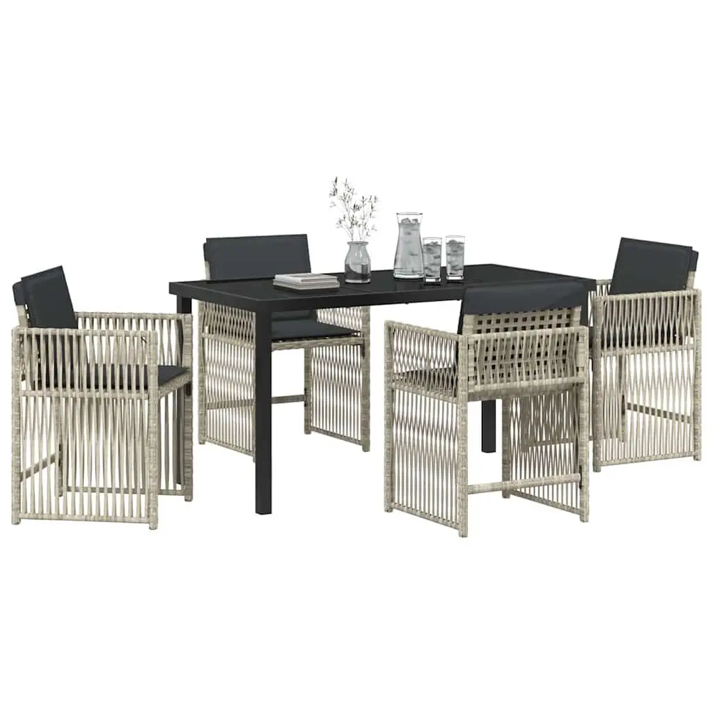 Garden Dining Set Steel Frame 5 Piece Light Grey Outdoor Furniture Patio Seating