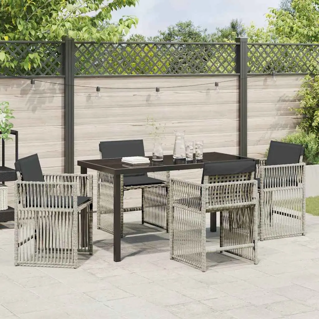 Garden Dining Set Steel Frame 5 Piece Light Grey Outdoor Furniture Patio Seating