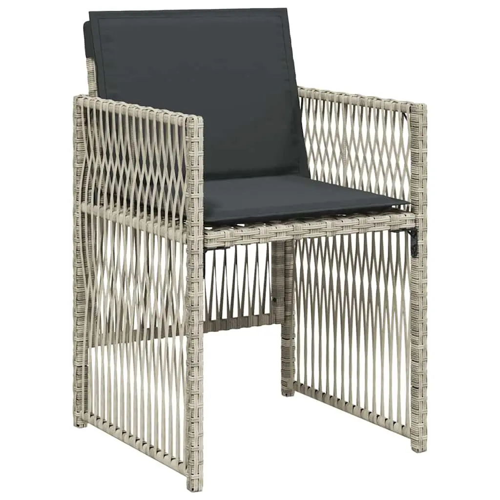 5 Piece Outdoor Dining Set Light Grey Poly Rattan and Steel Frame with Foam Cushions for Garden and Patio