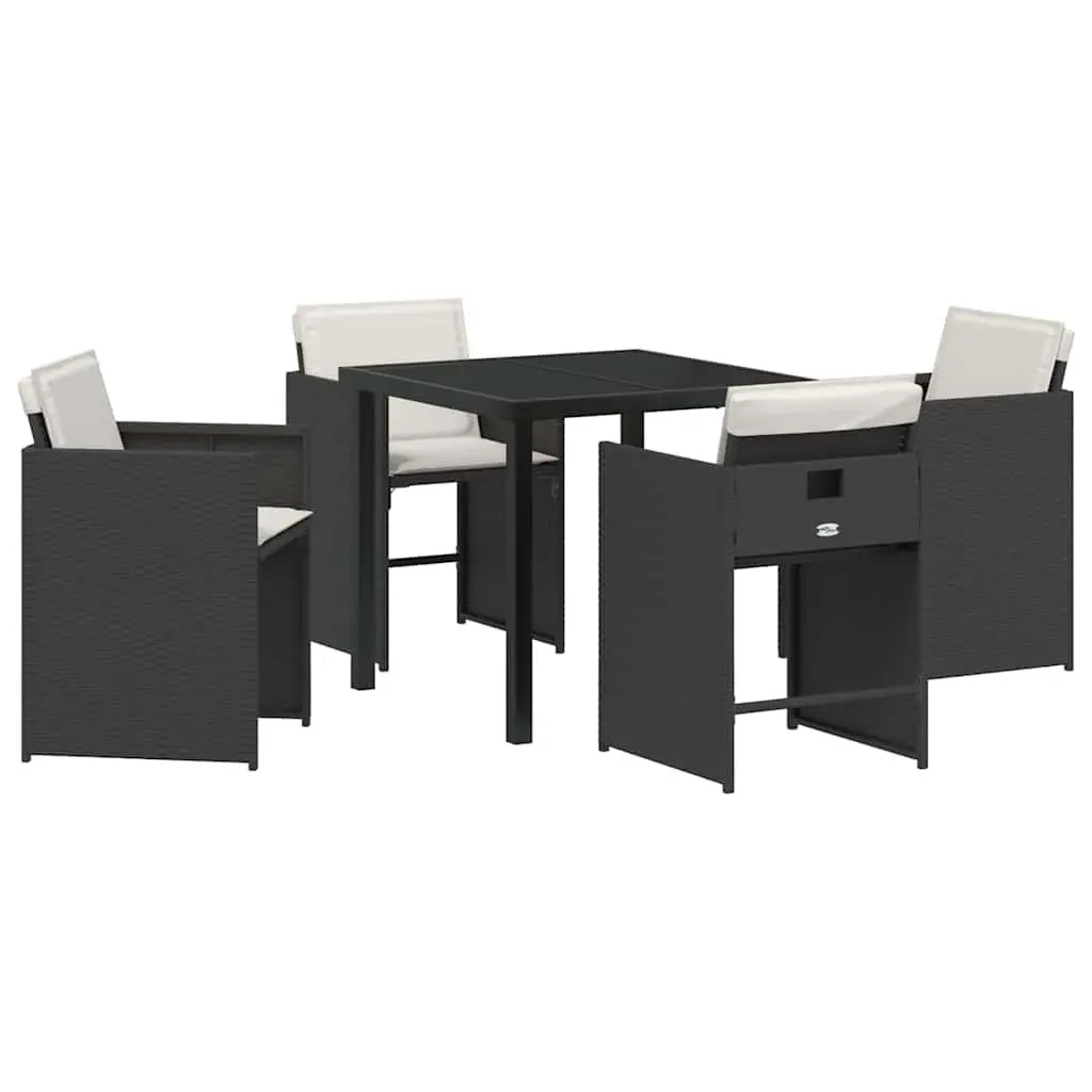 Outdoor Dining Set Poly Rattan 5 Piece Black Garden Furniture Patio Table
