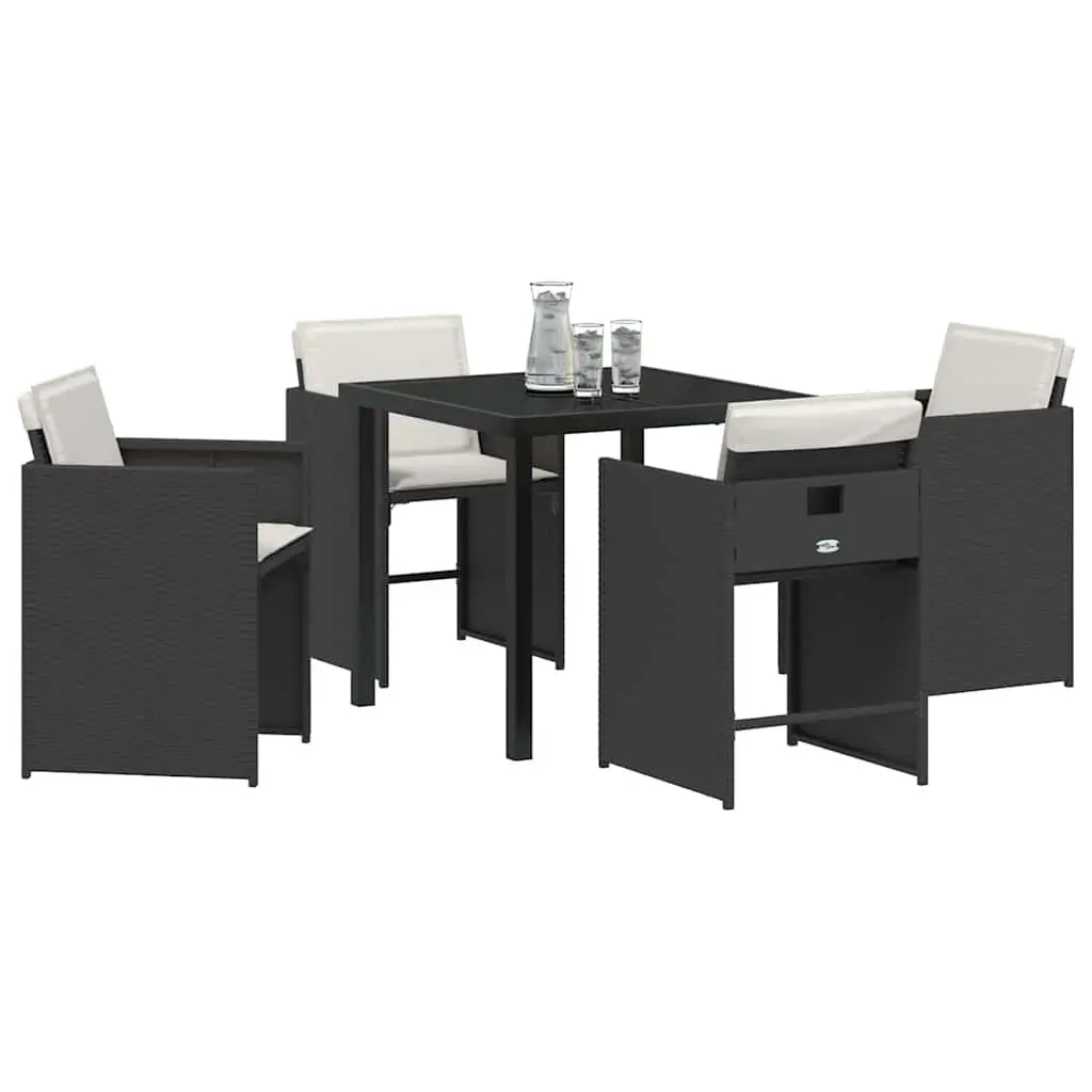 Outdoor Dining Set Poly Rattan 5 Piece Black Garden Furniture Patio Table