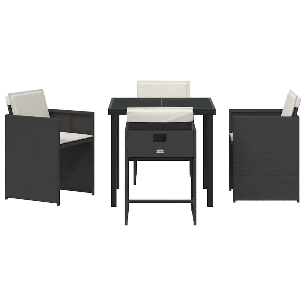 Outdoor Dining Set Poly Rattan 5 Piece Black Garden Furniture Patio Table